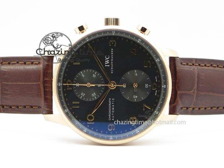 MIROTIME 0115 Portuguese IW371415 ZF 1:1 Best Edition RG Black dial On Brown Leather Strap A Modern 7286